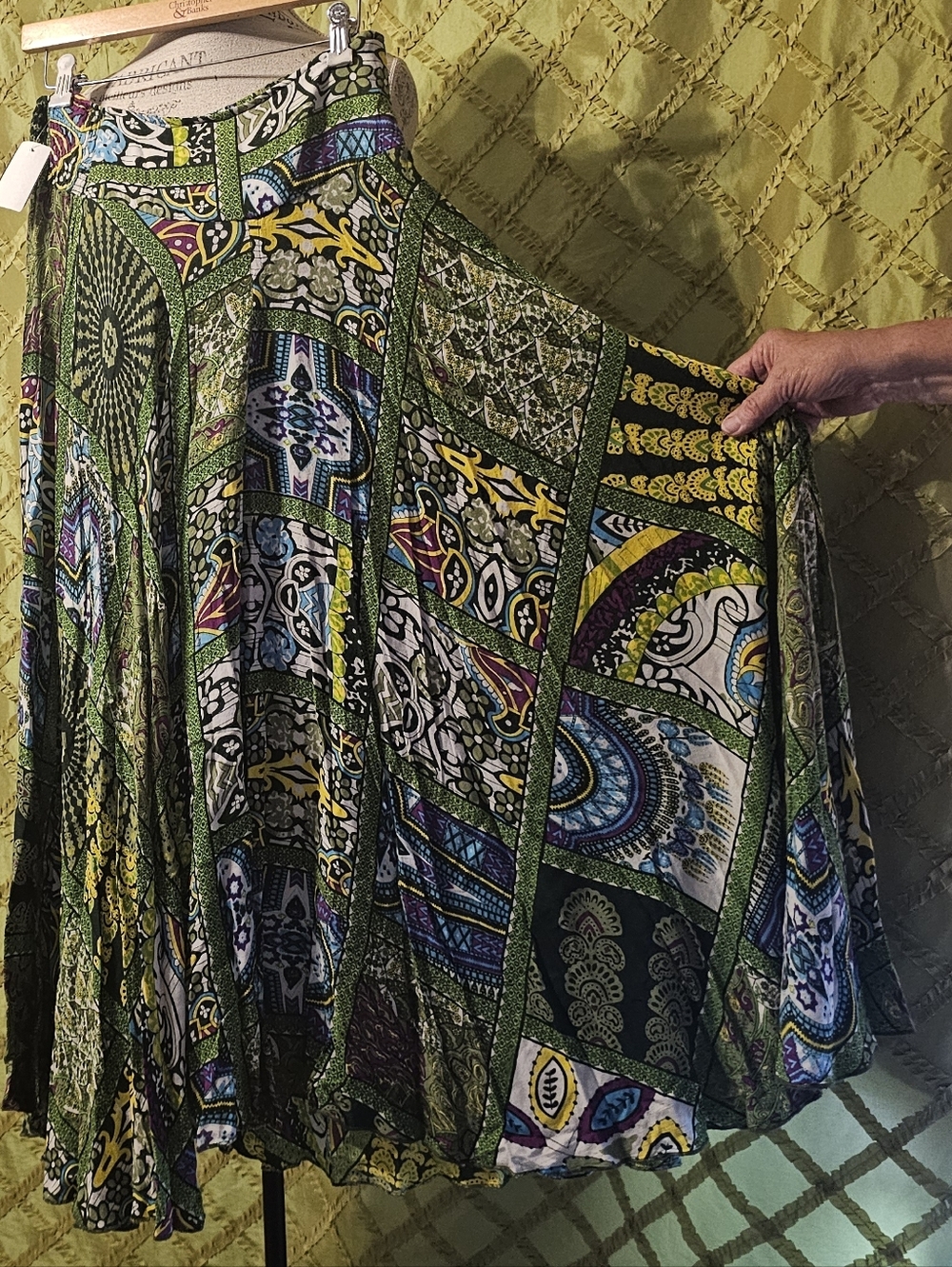 Bohemian Green Patchwork Pants- Versatile Women's Skirt
